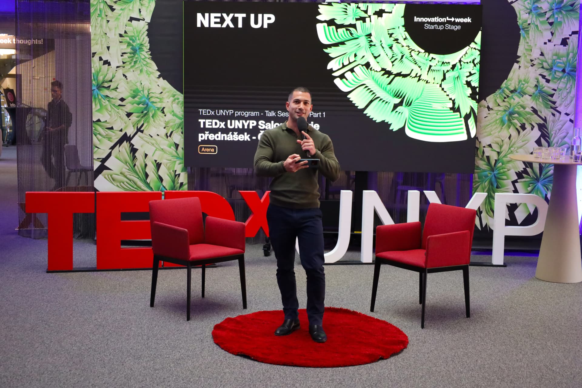 Amit Grinvald speaking at the TEDxUNYP programme during Innovation Week